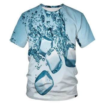 Marškinėliai Naujas Vasaros vyriškų Drabužių Vandens Lašas Ice Cube T-shirts 3d Skaitmeninio Spausdinimo Berniukų, Mergaičių Hip-hop ' Cool Trumpas rankovėmis marškinėliai