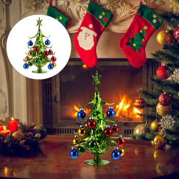 Mažos Stiklo Miniatiūrų Stalo Kalėdų Eglutė Kalėdų Medžio Apdaila Ornamentu