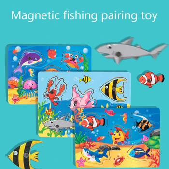 Mediniai Magnetiniai Žaislai, Žvejybos Žuvis Puzzle Žaidimai Valdybos Dėlionės Žaidimas Magnetas Interaktyvių Mokomųjų Žaislų Vaikams