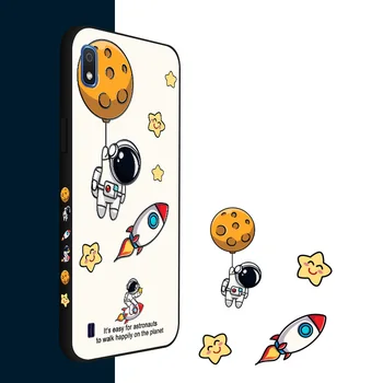 Mielas Astronautas Telefono dėklas Samsung Galaxy A01 A10 2019 A20 A20E A30S A21 A40 A21S Animacinių filmų Tapybos Minkštas Silikoninis Dangtelis