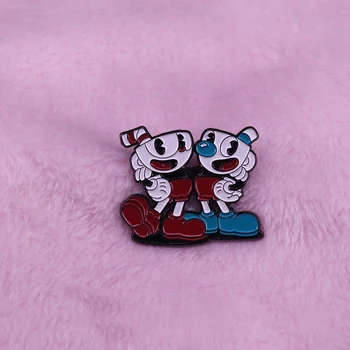 Mielas Cuphead & Mugman emalio pin iš klasikinių nuotykių žaidimų serija animacinių filmų įkvėptas papuošalai