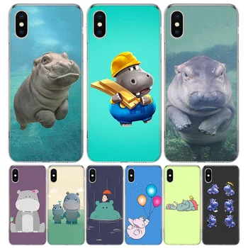 Mielas gyvūnų, animacinių filmų hippo Telefono dėklas skirtas Apple iphone 11 12 Mini Pro XR X Xs Max 7 8 6 6s Plus 7G 5G 6G 5S 5 SE + Pritaikyti Cove