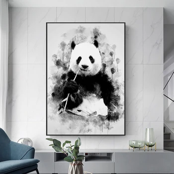 Mielas Panda Valgyti Bambuko Meno Drobė, Tapyba, Plakatas Spausdinimo Cuadros Sienos Meno Kambarį Namų Dekoro (be Rėmelio)