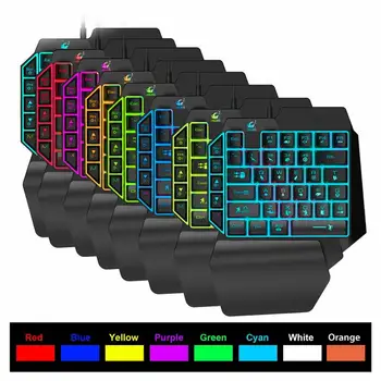 Mini One-Handed Žaidimų Klaviatūra RGB Led Apšvietimu USB Laidinio 39 Klavišus Aksesuaras Klaviatūra, Skirta 