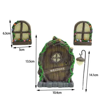 Miniatiūriniai Gnome Langai Ir Durys Pasakos Elfai Kiemas, Lauko Sodo Puošmena Sodo Statula Amatai