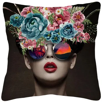 Modernus Gėlių ant Galvos Namų dekoro Sofos Pagalvės užvalkalą Grožio Moteris Apdailos Pagalvėlė Padengti 45X45cm 30X50cm Smėlio spalvos Lininiais