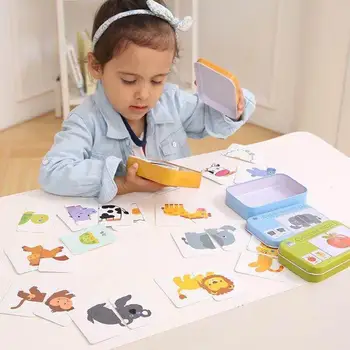 Montessori Kūdikių Pažinimo Įspūdį Žaislai, Vaikiška Vaikai Geležies Lauke Korteles Atitikimo Žaidimas Pažinimo Kortelės Automobilį Vaisių Gyvūnų Gyvenimo Dėlionės