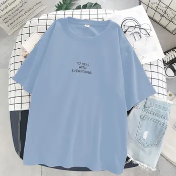 Moterys Trumpas Rankovės marškinėliai Prarasti Harajuku Plius Dydis 3XL Laiškas Išspausdintas Prašmatnus Tiesiog Visas rungtynes, Moterų korėjos Stiliaus Laisvalaikio Ulzzang