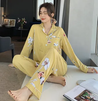Moterų medvilnės pižama naujas lipnių pluošto namų drabužių nustatyti pajama rinkinys moterims