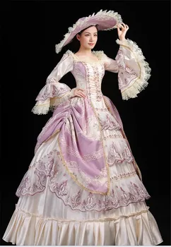 Moterų Viduramžių Karaliaus Rokoko ir Baroko Stiliaus Kostiumas Deluxe Nėrinių Apdaila Kamuolys Suknelė Viktorijos Suknelė su Skrybėle Individualų