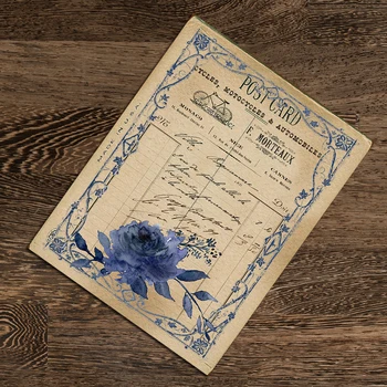 Mėlyna Gėlių Nėrinių Senas Puslapis Medžiagos Lipdukai Šiukšlių Leidinys Fone Apdaila 