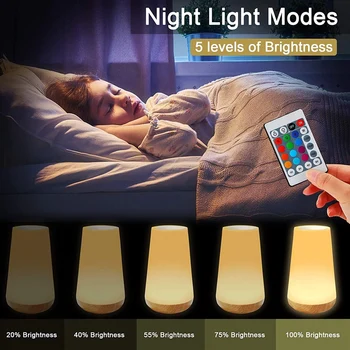 Naktį Šviesos Susisiekti Lempa USB LED Spalvinga Nešiojamų Naktiniai RGB Šviestuvai su Nuotolinio Valdymo Babyroom Miegamojo, Biuro-ABUX