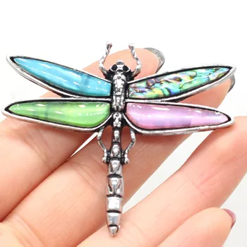 Natūralus Lukštais Derliaus Dragonfly Sages Moterims, Vyrams Bobo Sagės Smeigtukai Pakabukas Papuošalai Priėmimo 