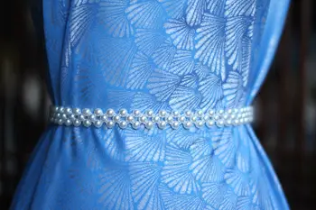 Nauja daina brokatas cheongsam Kinų stiliaus drabužių mulberry šilko verpalai dažyti žakardo lapų, mėlynas