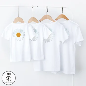Nauja Daisy Tėvų-vaikų marškinėliai Vaikų Trumpas rankovėmis marškinėlius tėtis ir sūnus Pora Drabužiai Šeimai derinti Drabužius