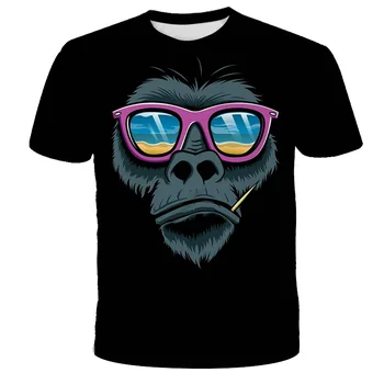 NAUJA Vasaros 3D Anime Orangutan Spausdinti marškinėliai Berniukams/Mergina 2021 Karšto Pardavimo Gyvūnų Spausdinti Juokingas Beždžionė Trumpas Rankovės Vasaros Viršūnes Tees