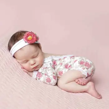 Naujagimio Fotografijos Rekvizitai Kūdikių Gėlių Nėrinių Romper Tuščiaviduriai Atvira nugara Romper Naujagimių Fotografavimo Komplektus Baby Girl Drabužiai P15C