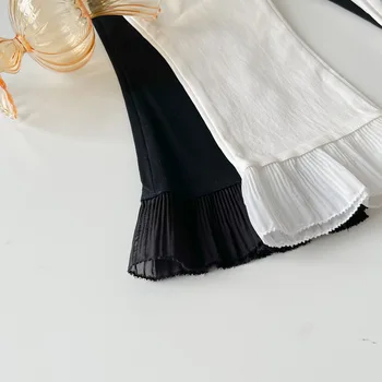 Naujas 2021 m. Vasarą Kūdikių Mergaičių Blauzdos ilgio Kelnės Šifono Ruffles korėjos Stiliaus vientisa Spalva Vaikai Elastinės Kelnės