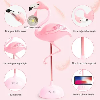 Naujas LED Flamingo Naktį lengvos Skaityti Stalo Lempa Vaikams USB Įkrovimo Gyvenimo Kambario, Miegamasis Dekoratyvinės Šviesos Apšvietimas