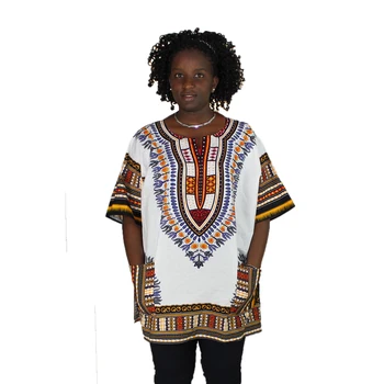 Naujas mados dizaino afrikos tradicinės spausdintos medvilnės Dashiki marškinėliai unisex