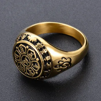 Naujas Religijos Budizmas Lotus Modelis Žiedas Vyrų Mados Žiedas Metalo Budistų Žiedas Aksesuarai, Šaliai, Papuošalai