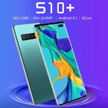 Naujausias S10+ Išmanųjį telefoną 6.5 colių 6 128GB Paramos Veido Atspaudų ID Atrakinti Dual SIM 5G Android 9.1 4800mAh Pasaulio Versija Telefonai