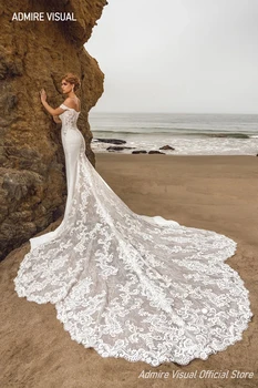 Naujausias Vestuvių Suknelė Undinė Nėriniai Giliai V-Kaklo Iškirpte Užsakymą Plius Dydžio Nuotakos Suknelė 2021 Vestidos De Novia