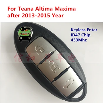Naujų Automobilių Smart Card Keyless Nuotolinio Klavišą 433Mhz su ID47 Mikroschemą Nissan Altima Maxima Teana Metus (2012-m.), Nuotolinio Rakto Kortelę