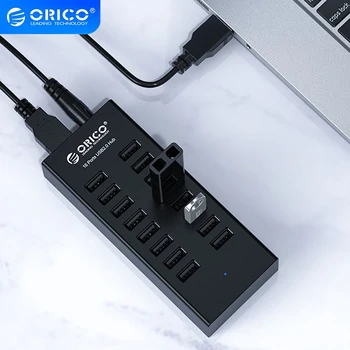 ORICO 16 Prievadų USB šakotuvas Su Maitinimo Adapteris USB Kelis Pratęsimo Pramonės Išbandymas Uosto Expander 