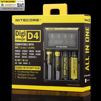Originalus Nitecore D4 Baterijos Kroviklis LCD Smart Apmokestinimo 18650 14500 16340 26650 Baterijos, 12V Kroviklis A AA AAA Baterijos