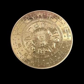 Paauksuoti Sun Moon Būrimą Taro Monetos Pasisekė Žvaigždynas Kolekcija Meno Vakarų Astrologija Iškilumo Progines Monetas