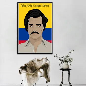 Pablo Escobar Karšto Garsaus Meno Tapybos Šilko, Drobės, Sienos Plakatas Namų Dekoro
