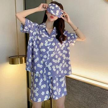 Pajama Komplektai Moterų Minkštas Korėjos Mados Ponios 2 Dalių Komplektas Trumpas Rankovės Ins Atsitiktinis Moterų Sleepwear Vasaros Spausdinti Kvėpuojantis Saldus
