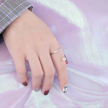 Paprasta Kutas žiedai Imituojamas Pearl Asmeninį Žiedas Reguliuojamas Piršto Apdailos šalis, Žavesio Mados Elegent Metaliniai Žiedai