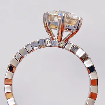 Parduodamas 2C Korio stiliaus Realių Moissanite Žiedas lab Deimantų žiedas 18K Balto Aukso Padengtą 925 sidabro su GRA