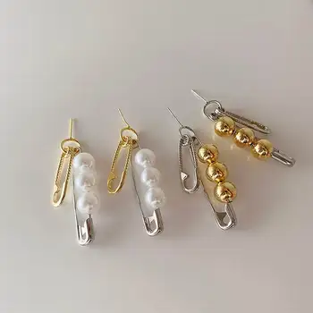 Pareiškimas Metalo Kamuolys Pearl Pin Dizaino Auskarai Moterims, Asmenybė Ilgą Earings Naujas Mados Juvelyriniai Dirbiniai Didmeninė