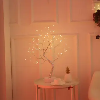 Pasakų Šviesos 3D Medžio Lempos Varinės Vielos Kalėdų Ugnies 108 LED Nakties Šviesos Vestuvių Dekoracija Namuose Vaikai Miegamasis Patalpų Dekoras