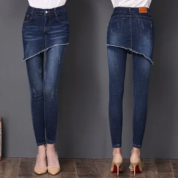 Pavasario 2020 originalus naujas Europos ir Amerikos stiliaus didelio dydžio moteriški džinsai mažų kojų pieštuku kelnes KZ1036
