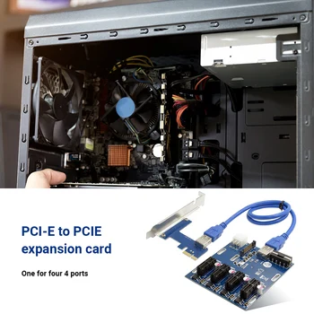 PCI-E nuo 1 Iki 4 PCI Express 1X laiko Tarpsnių Riser Card Mini ITX Išorės 4 PCI-E Slot Adapter PCIe Port Multiplier Kortele