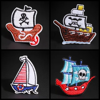 Piratų Laivas Emblemos Buriavimo serijos Lopai Drabužių Geležies laivo inkarą, Siuvinėtos Aplikacijos Emblemos 