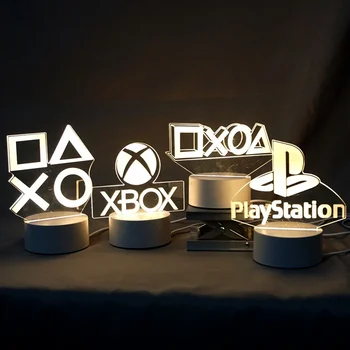 Playstation Žaidimų Kambarys, Stalo Setup Apšvietimas, Dekoro Naktį LED Lempos ant Stalo Konsolės Ikona Logotipas Jutiklis Šviesos Dekoro Dovana Vaikams