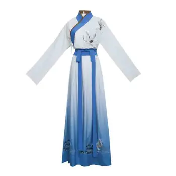 Plus Size 5XL Hanfu Vyrų Senovės Kinų Tradicinio Siuvinėjimo Hanfu Vyrų Cosplay Kostiumų Hanfu Gradientas Mėlyna Suknelė Vyrams 4XL