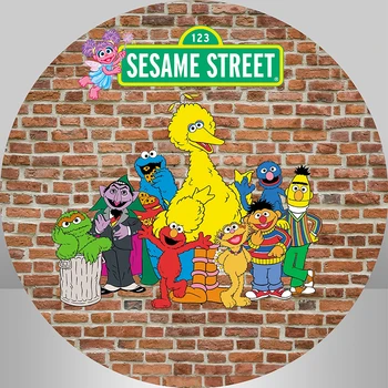 Plytų Sienos, Vaikų Gimtadienio Fone Fotografijos Naujagimių Animacinių filmų Sesame Street Foto Studija Šalis Dekoro Apvalių Fonas