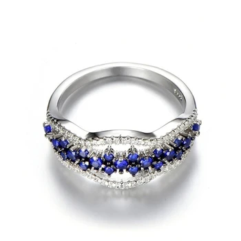 Prabanga Mėlyna Kristalų Žiedai Moterų Mados Moterų Vestuvės Vestuvinis Žiedas Romantiška Ponios PATINKA Papuošalai