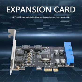 Priekiniai PCI-E 19/20 Pin Header Adapteriu KOMPIUTERIO USB 3.0 PCI Express Plėtros Kortelę Modulis