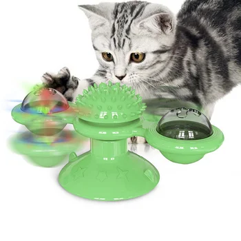 Protingas katinas vėjo malūnas žaislas masažas pasukti katė žaislas, katžolių LED sferinis dantų valymas žaislo augintinio, žaisti kamuolys pet kramtyti žaislas
