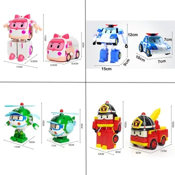 Rinkinys 6 Vnt Poli Automobilių Vaikams Robotas Žaislas Pertvarkyti Transporto priemonės Animacinių filmų Anime Veiksmų Skaičius, Žaislai Vaikams, Dovana Juguetes