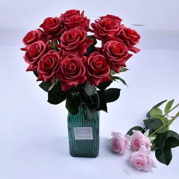 Rožių Gėlių Modeliavimas Gėlių 41cm Vieno Plastiko Apdailos Kambarį High-end Valgomasis Stalas Šilko Gėlių Susitarimą PropsDIY
