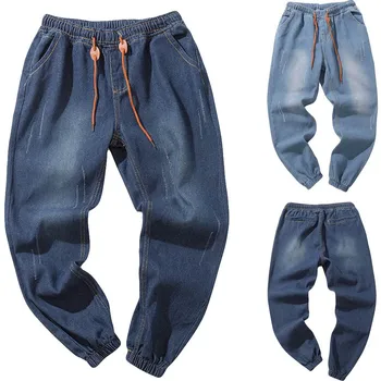 Rudens Mados Mens Baggy Jeans Streetwear Stiliaus Hip-Hop Kelnės Laisvalaikio Prarasti Medvilnė Darbo Kelnės Vyrams Tiesūs Džinsai Kelnės