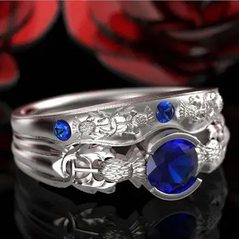 S925 Sterlingas Sidabro Žiedai Škotijos Dagys Gėlės Žiedas Europos Mados Deimantų Sužadėtuvių, Vestuvių, Porų Žiedus Moterims